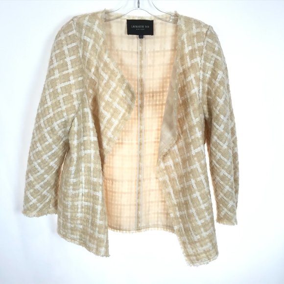 Womens Size Medium Lafayette 148 Venus Tweed Topper Jacket with Fringe Trim - Picture 3 of 6